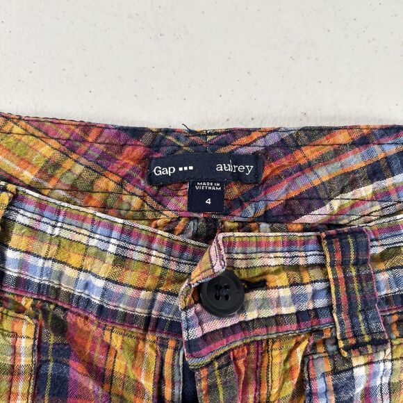 GAP Shorts Womens 4 Plaid Chino Rainbow‎ Colorful Preppy - Picture 3 of 6